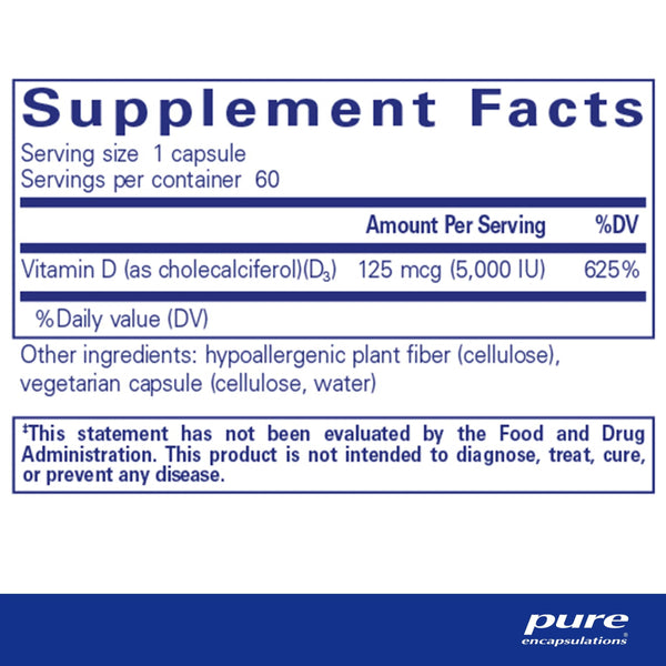 Vitamin D3 125 mcg (5,000 IU) - 60 Capsules