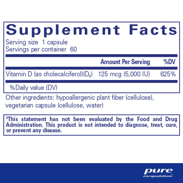 Vitamin D3 125 mcg (5,000 IU) - 60 Capsules